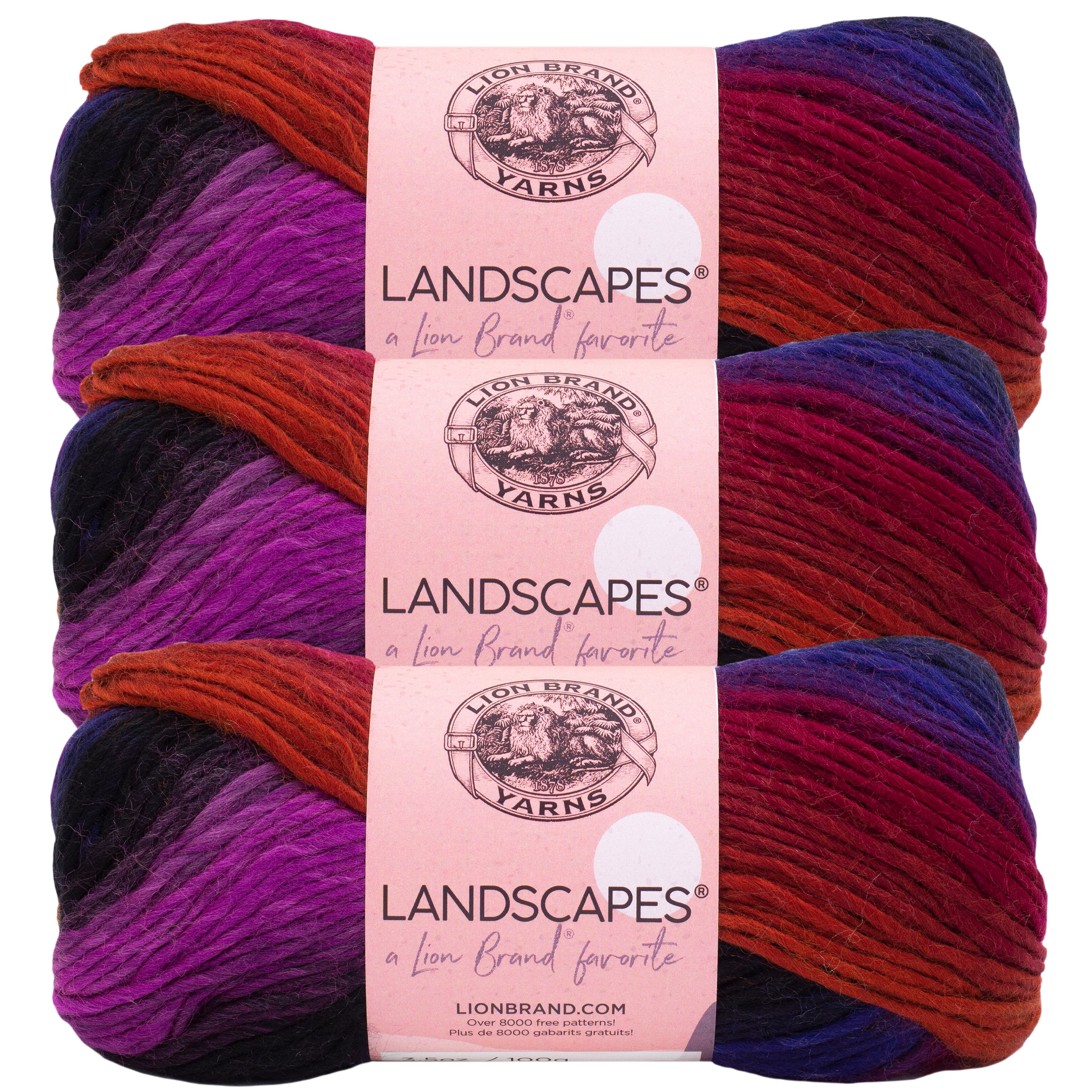 Lion Brand Landscapes Yarn Volcano #4 Medium/Worsted Acrylic yarn, 100g/ 134m, 3-CT