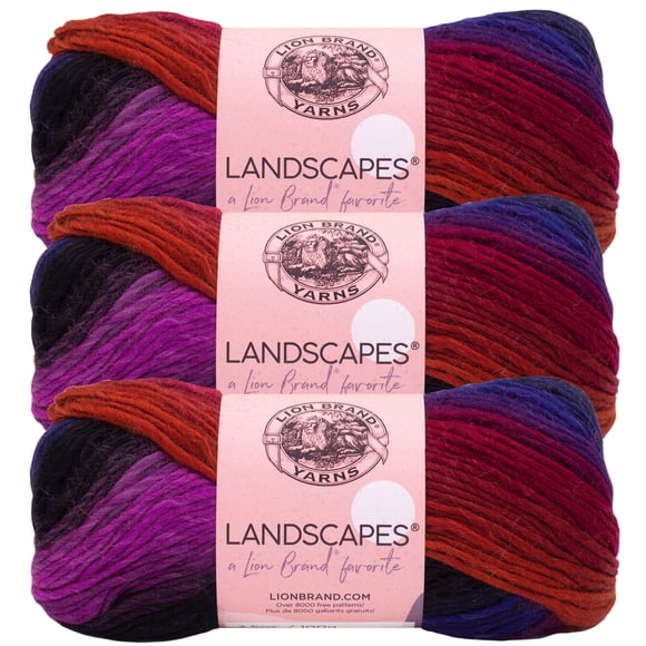 Fil Lion Brand Landscapes Volcan Fil moyen/peigné n° 4 d'acrylique, 100g/ 134m, 3-CT