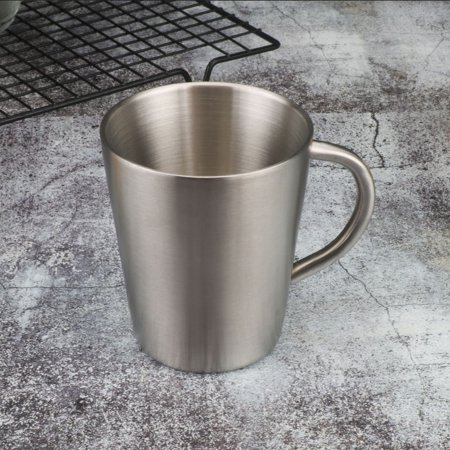 

304 Stainless Steel Double-layer Heat Insulation Office Mug Milk Coffee Drinking Cup Domestic Beer Cup With Handle
