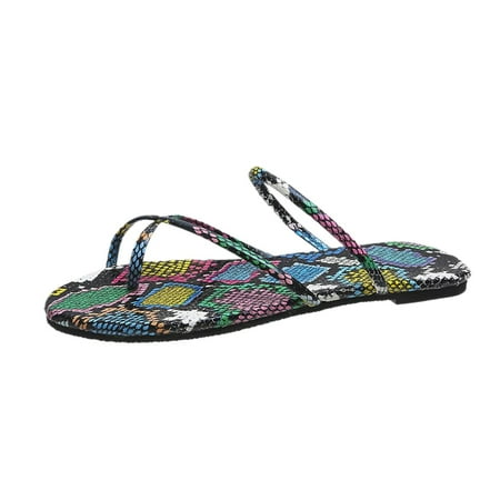 

LIANGP Women s Sandals Fashion Large Size Snake Print Sandals All Over Toe Flat Beach Shoes Women s Shoes Size 7