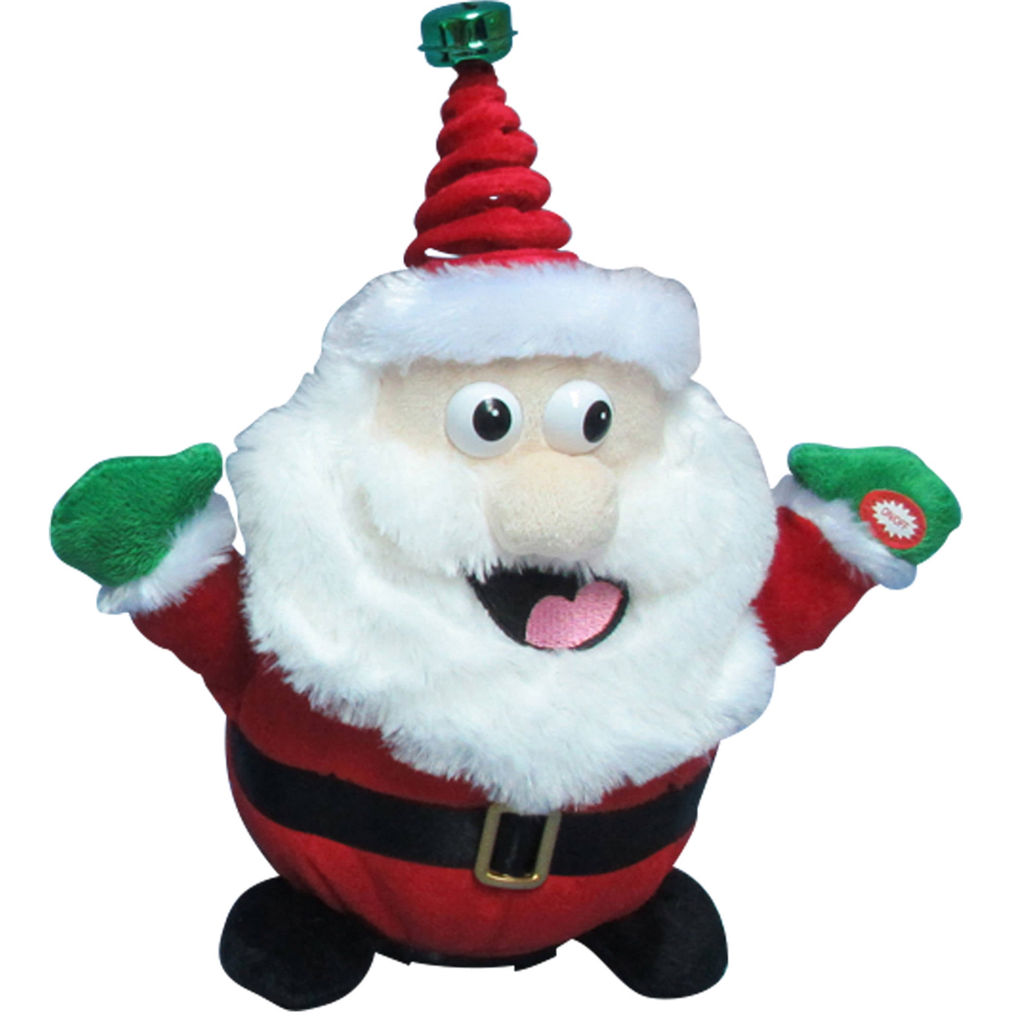 Holiday Time 11" Animated Spinning Santa Claus Plush, Polyester Fiber