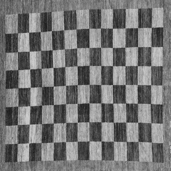 Ahgly Company Indoor Square Checkered Gray Modern Area Rugs, 8' Square