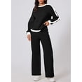 thumbnail image 4 of SHEWIN Womens Sweatsuits 2 Piece Set Fleece Lined Outfits Crew Neck Colorblock Long Sleeve Sweatshirt Jogger Pants Tracksuit Set with Pockets, 4 of 9
