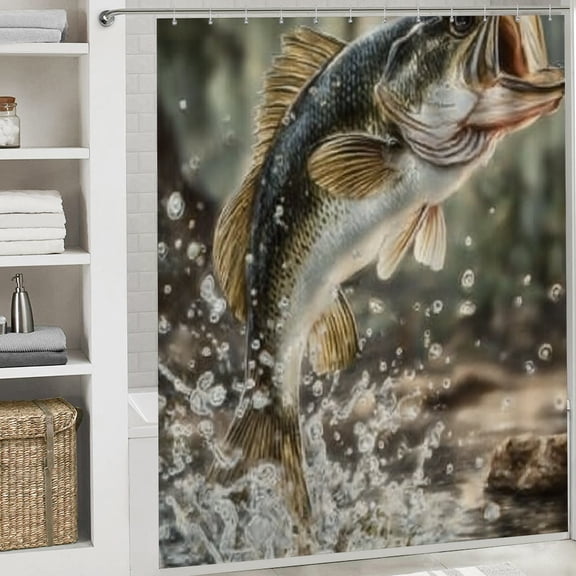 RKSupls Happy New Year Shower Curtain, Lively Fish Shower Curtain with Hooks for Home Bathtub Bathroom  Decor Washable Curtains, 72x72 in