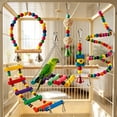 thumbnail image 5 of Parakeet Toys Set, Colorful Bird Toys for Parakeets, Pet Bird Cage Hammock Swing Climbing Ladders Chewing Toy Mirror Hanging Bell Wooden Perch for Budgerigar, Conures, Love Birds (F), 5 of 10