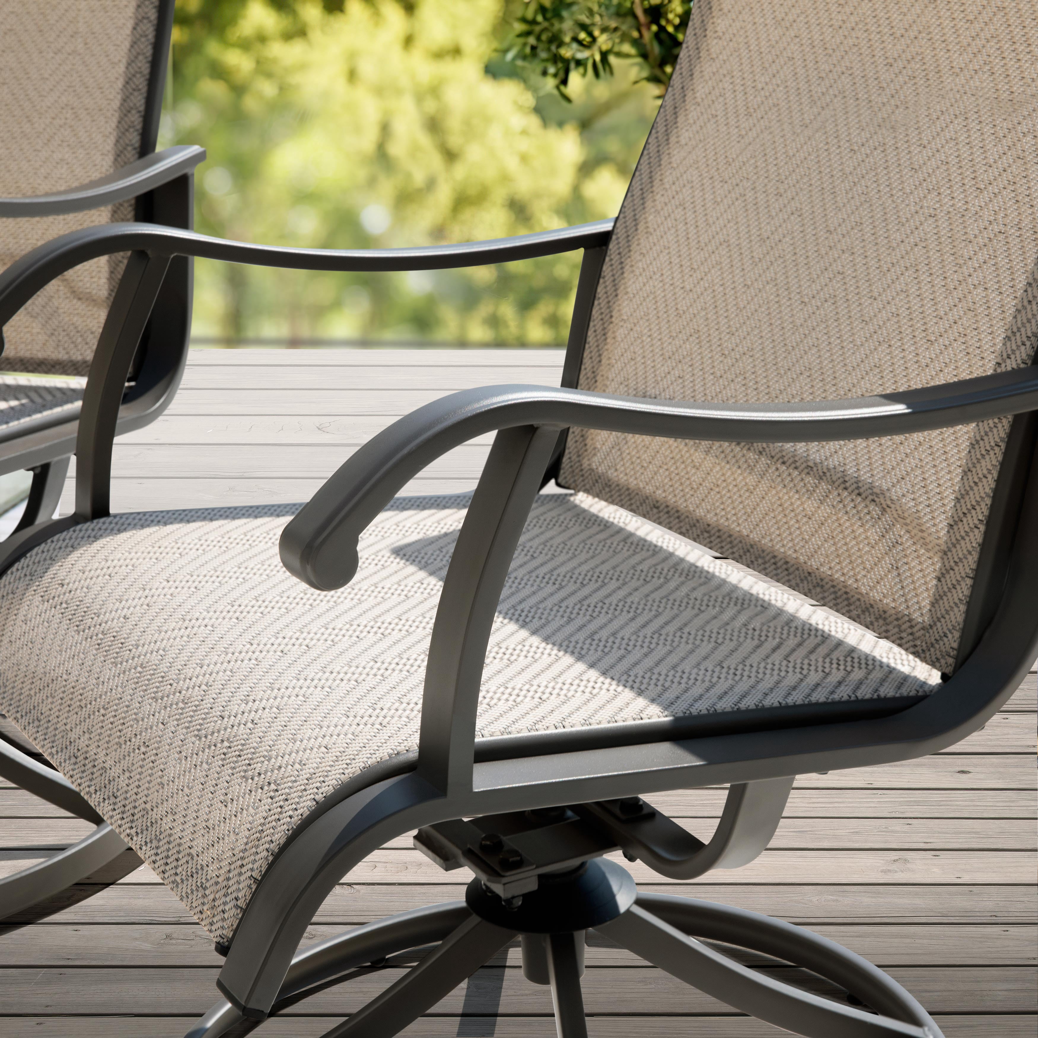 Nuu Garden 4-Piece Patio Chairs, Outdoor Dining Chairs with Armrests, Swivel Textilene Outdoor Dining Furniture for All Weather, with Metal Frame, for Garden, Backyard, Deck, Poolside, Beige