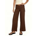 thumbnail image 5 of Htigea Lightweight Straight Leg Pants for Women Drawstring Tie Low Waist Casual Beach Daily Pant Summer Wear Brown M, 5 of 6