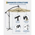 thumbnail image 3 of 10FT Solar-Powered Cantilever Umbrella with Cross Base – Infinite Tilt Offset Market Design, Built-in Solar Lights for 24H Outdoor Use, 3 of 7