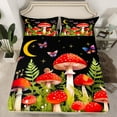 thumbnail image 2 of jejeloiu Red Mushroom Fungus Twin Sheet Sets,Rustic Plants Leaves Twin Fitted Sheet,Red Green Black Flat Sheet For Girl,Luxury Bedroom Decor,3-Piece, 2 of 7