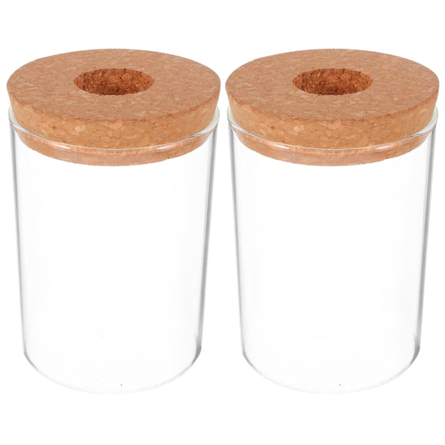 UPOUART 2pcs Glass Terrarium Jars for Home Decor Micro Landscape with Cork for Desktop Plants 450ml