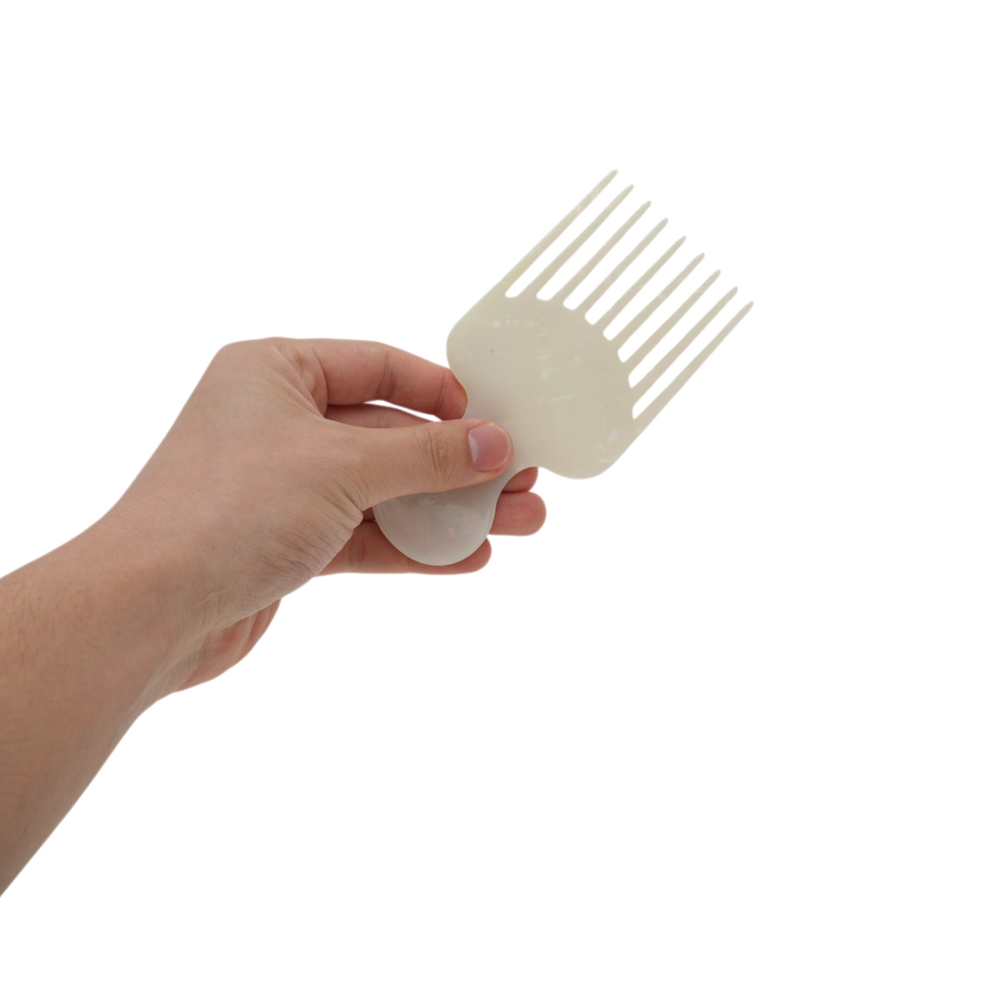 Unique Bargains 1 Pc Round Handle Marble Hair Insert Comb Colorful White