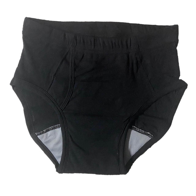 Culotte pour Hommes Lavable Confortable Imperméable Pantalon Adulte Nuit Réutilisable Anti-Fuite Respirant TTG Noir