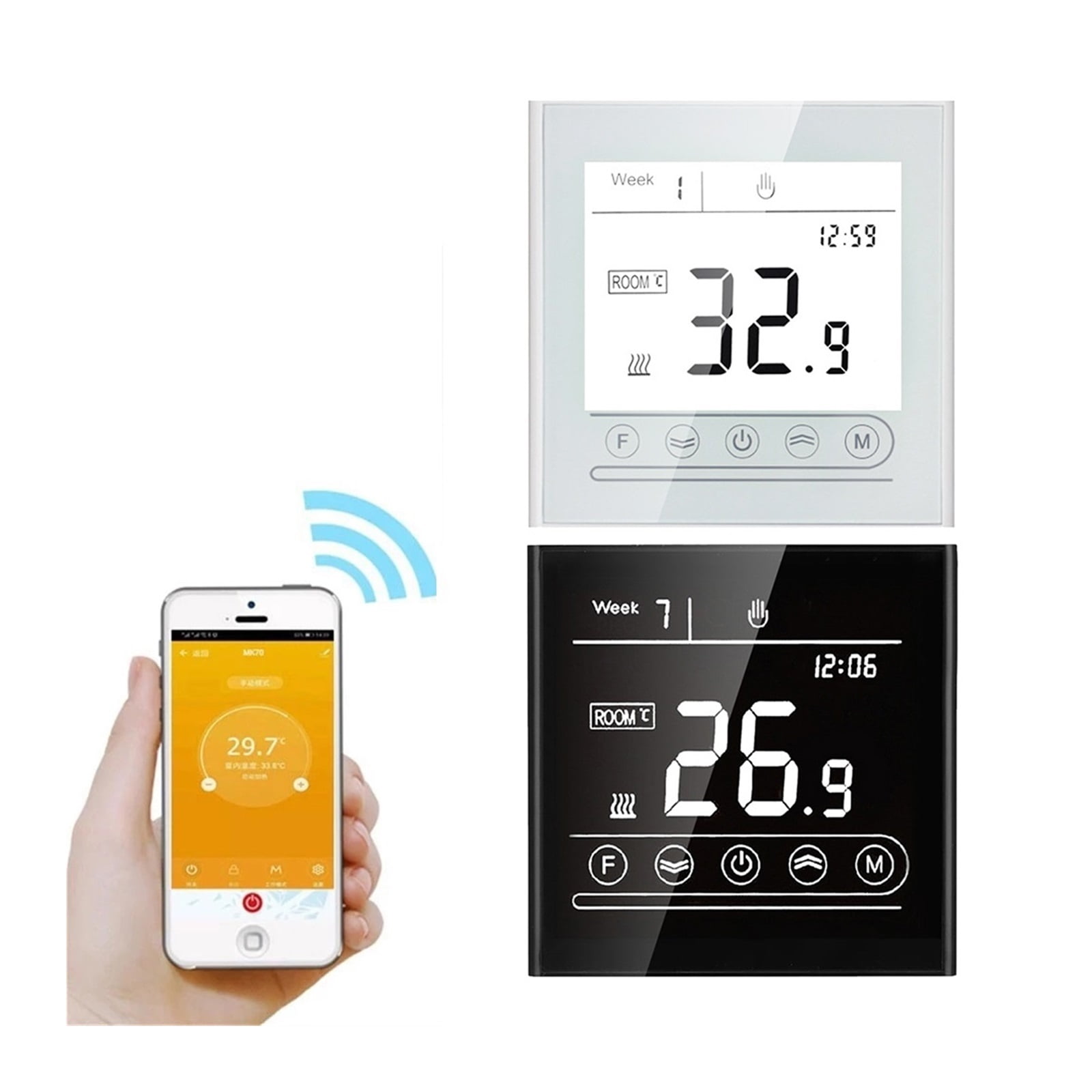 95~240V Smart Intelligent Thermostat, Room Electric Water Gas Boiler Floor Heating Temperature Controller ,Temperature calibrating