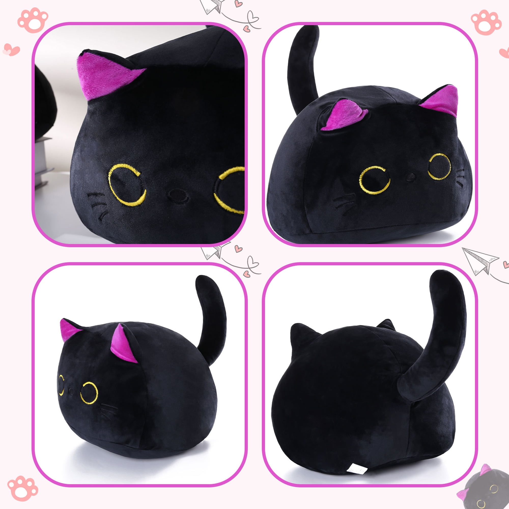 ZIYIXIN Cute Stuffed Animals Black Cat Plush Pillow Cushion Doll