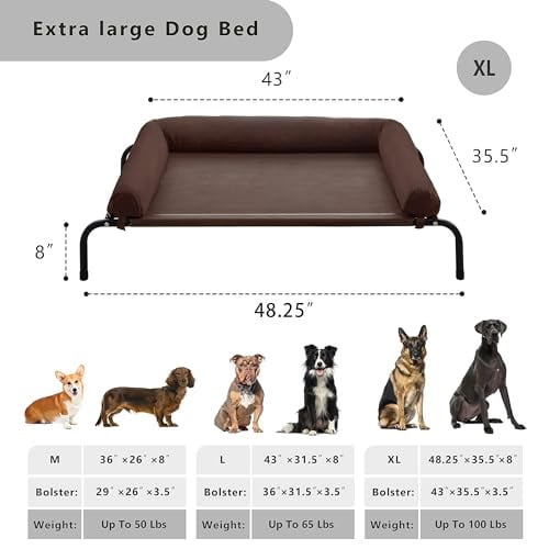 Elevated Dog Bed For Large Dogs  Portable Indoor & Outdoor Raised With Breathable Mesh Proof Pet Hammock Cots Removable And Waterproof Bolsters