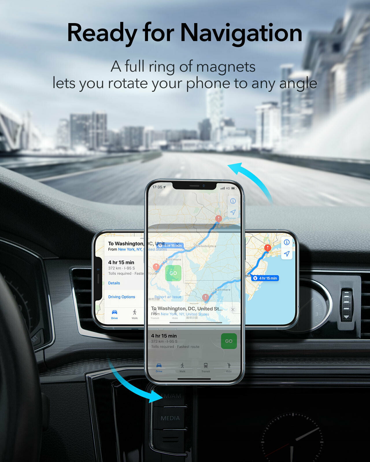 ESR Magnetic Wireless Car Charging Set with CryoBoost (HaloLock),  Compatible with MagSafe Car Charger, for iPhone 15/14/13/12 Series with 36W  QC 3.0