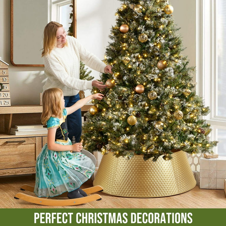 Ayieyill 28 Inch Christmas Tree Collar, Metal Christmas Tree Skirt