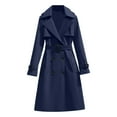 thumbnail image 2 of Long Trench Coat for Women 2025 Long Sleeve Double Notched Lapel Classic Overcoat with Belt Outerwear, 2 of 4