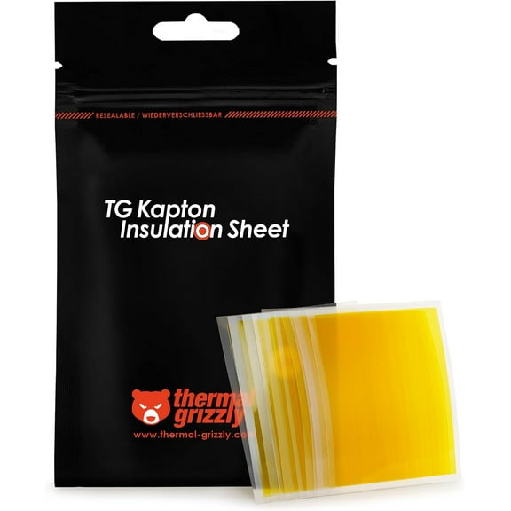 Thermal Grizzly TG-KIS-10-60-50 Kapton Insulation Sheet - 50x Stripes (10x60mm) - Thick High-Temp Polyimide Film for CPU/GPU Tim Protection