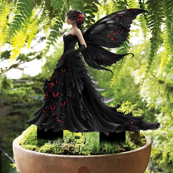 LAMIRO Garden Decoration Black Butterflies Fairies Decorative Ground Stake Lawn Decorations Outdoor Decoration