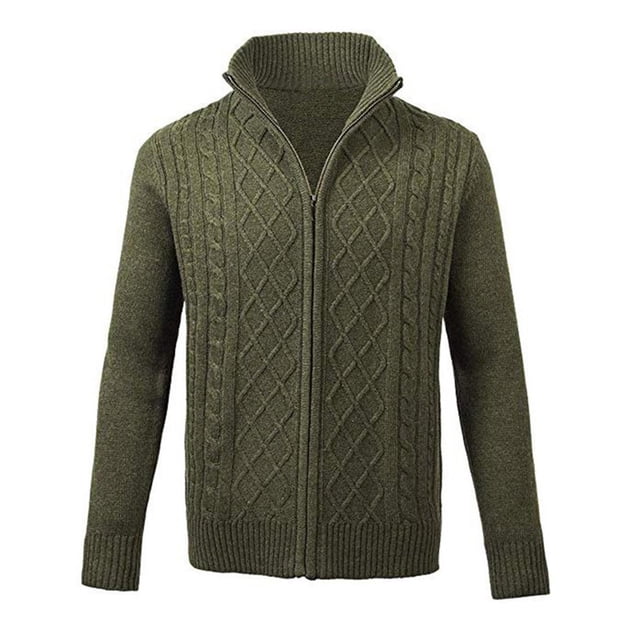 Gibobby Sueter Cardigan Casual Chaqueta de forro polar con cremallera completa para hombre(Verde,CH)