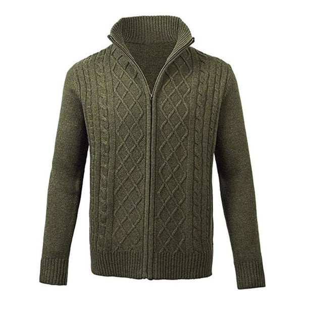 Gibobby Suéter cárdigan hombre chamarra de invierno, suéter de punto trenzado(Verde,XG)