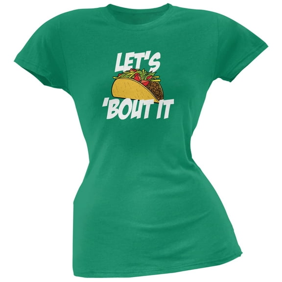 Cinco de Mayo - Let's Taco 'Bout It Kelly Green Soft Juniors T-Shirt - Large