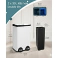 thumbnail image 3 of Dual Compartment Stainless Steel Trash Can, 16 Gallon / 60 Liters White Kitchen Garbage Bin with Silent Sealed Lids, Dual Recycling and Trash White for Home & Office, 3 of 9