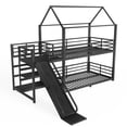 thumbnail image 5 of Twin-Over-Twin Metal House-Shaped Bed Frame with Multi-Functional Storage Stairs, Kids Bunk Bed with Slide, 5 of 7