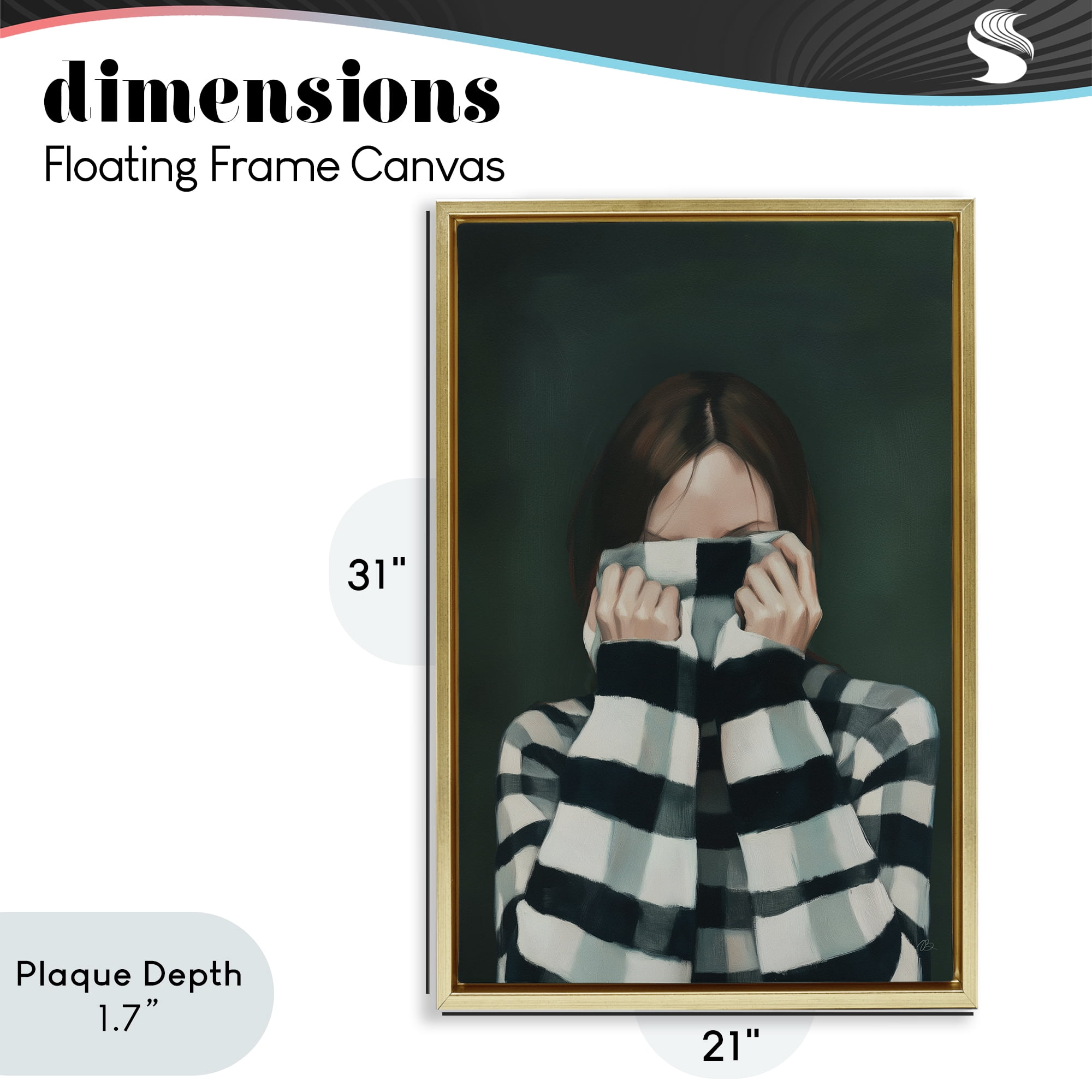 Stupell Industries Warmed Striped Sweater Portrait Gold Framed Floater Canvas Wall Art, design by Ros Ruseva