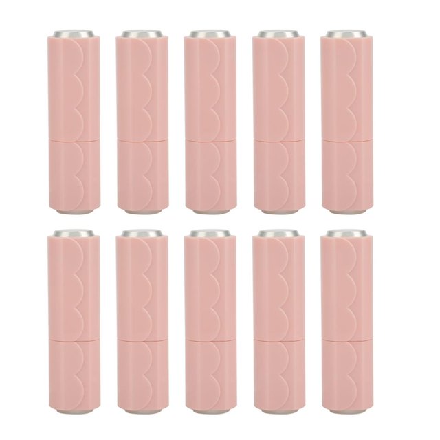 Tubos De Bálsamo Labial De Contenedor Vacío De Lápiz Labial Diy 12,1 Mm Molde De Lápiz Labial De Onda Rosa Hecho A Mano 10 Uds Vogacara CE001788-00