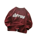 thumbnail image 2 of Jinhomg Kids Boys Girls Oversized Sweatshirt Fall Lightweight Cotton Tshirt Fall Cozy Long Sleeve Letter Print Pullovers Spring Saving Today Red 15 Years, 2 of 3