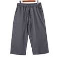 thumbnail image 3 of CIENVNSTG Women's Capri Pants Summer Drawstring High Waist Wide Leg Pants Beach Casual Solid Color Lounge Palazzo Capri Trouser with Pockets Dark Gray L, 3 of 5