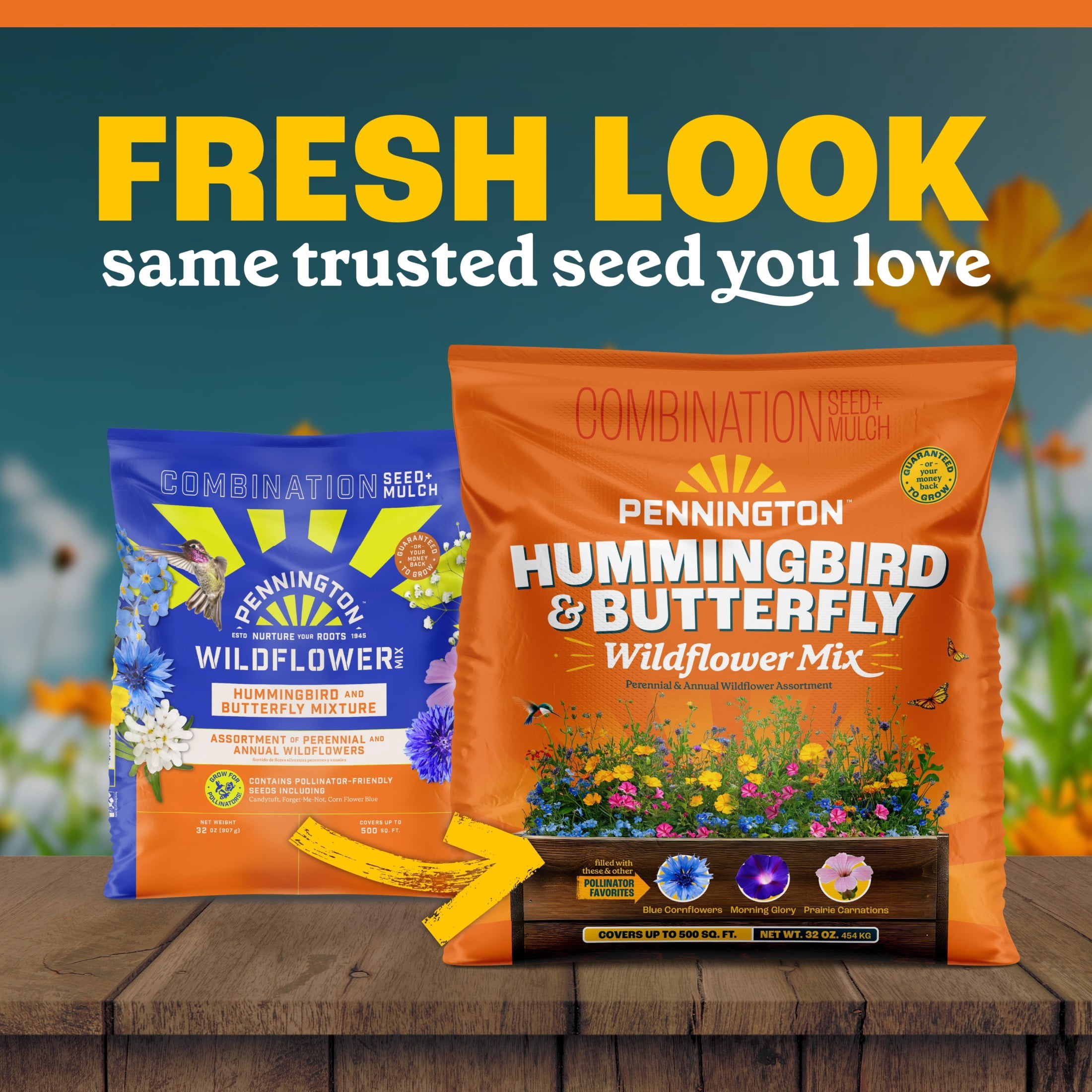 Pennington Wildflower Meadow Lawn Butterfly and Hummingbird Perennial Full Sun Seed Mix, Flower Plants & Seeds, 32 oz Bag