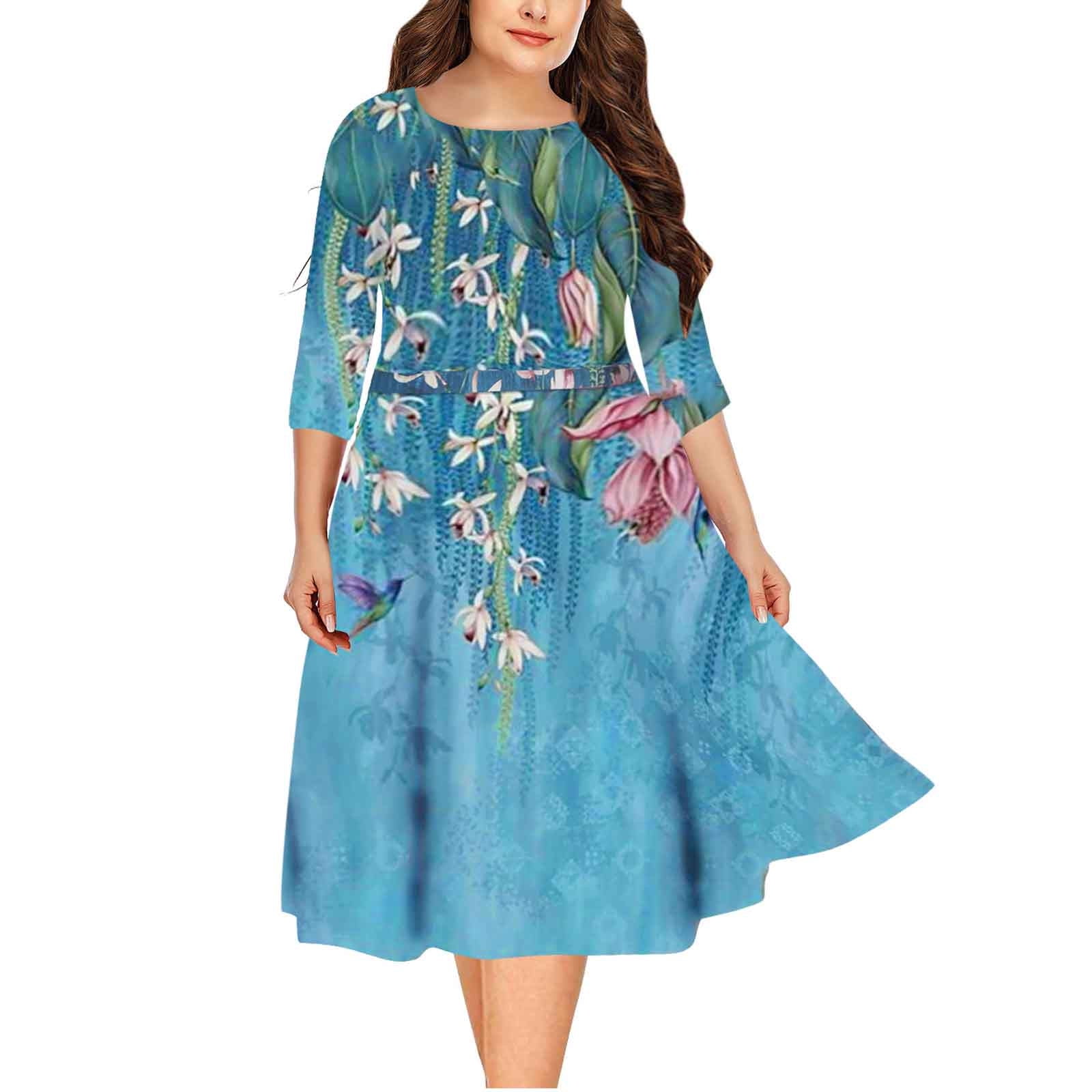 Plus Size Spring Dress for Women Wedding Guest Long Sleeve Fashion