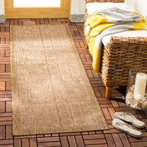 Safavieh Courtyard Alex Geometric Indoor/Outdoor Runner Rug, Gold/Natural, 2'3" x 6'7"