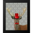 thumbnail image 2 of Fab Funky 12x14 Black Modern Framed Museum Art Print Titled - Deer With Red Hat and Moustache, 2 of 5