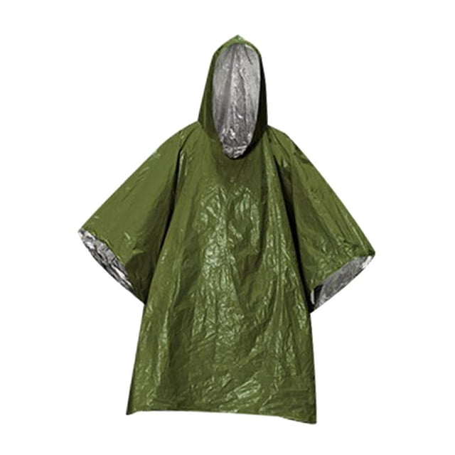 Abbracc 2 Pcs Poncho de Pluie d'Urgence pour Adultes Cape de Pluie Manteau de Pluie Film en Aluminium Réutilisable Vert