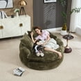 thumbnail image 2 of Aukfa 55" Oversized Round Chaise Lounge Chair, Fluffy Deep Seat Cloud Floor Sofa, Modern No Assembly Couch, Olive, 2 of 8
