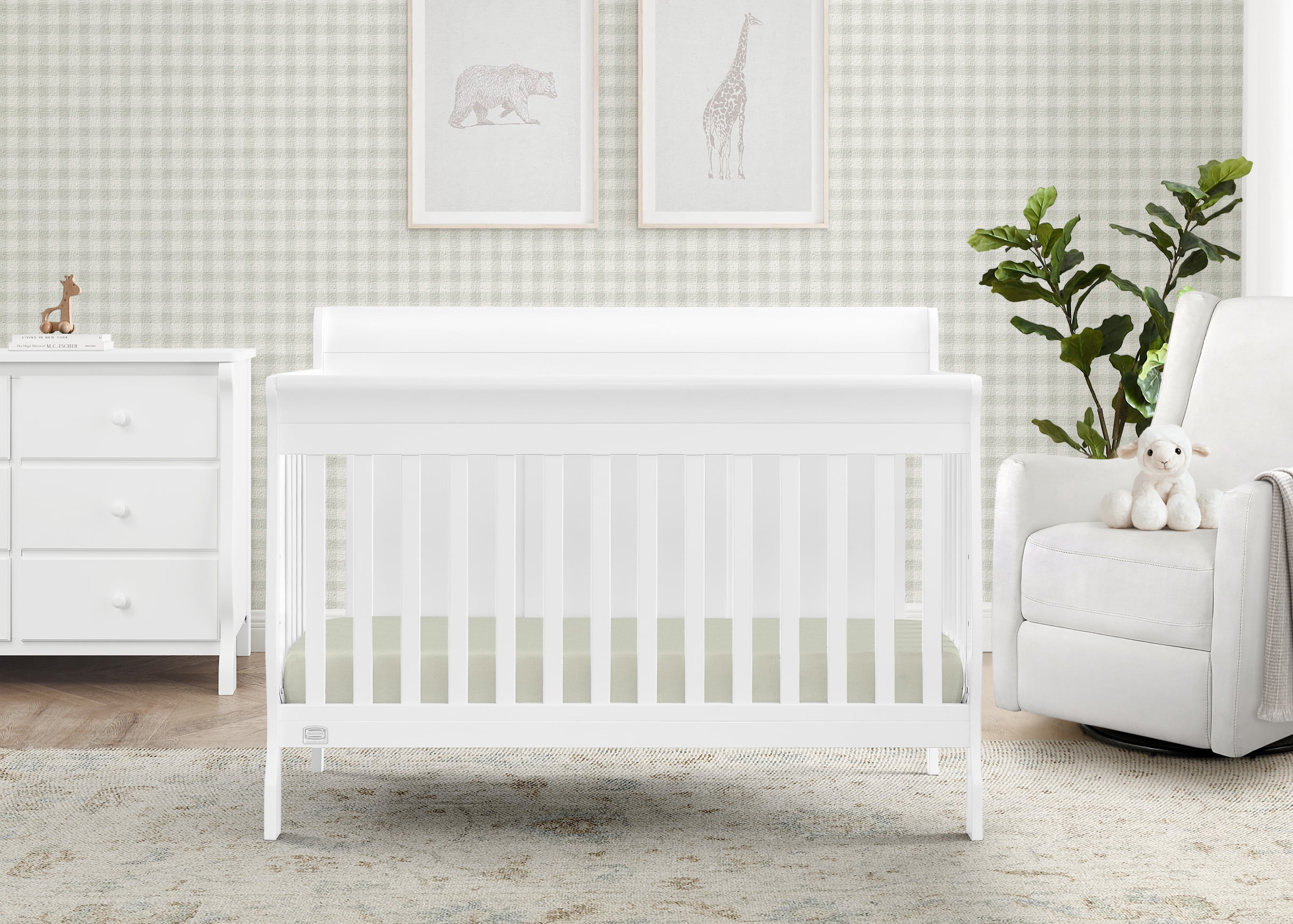 Simmons Kids Carter 6-in-1 Convertible Crib - Greenguard Gold Certified, Bianca White