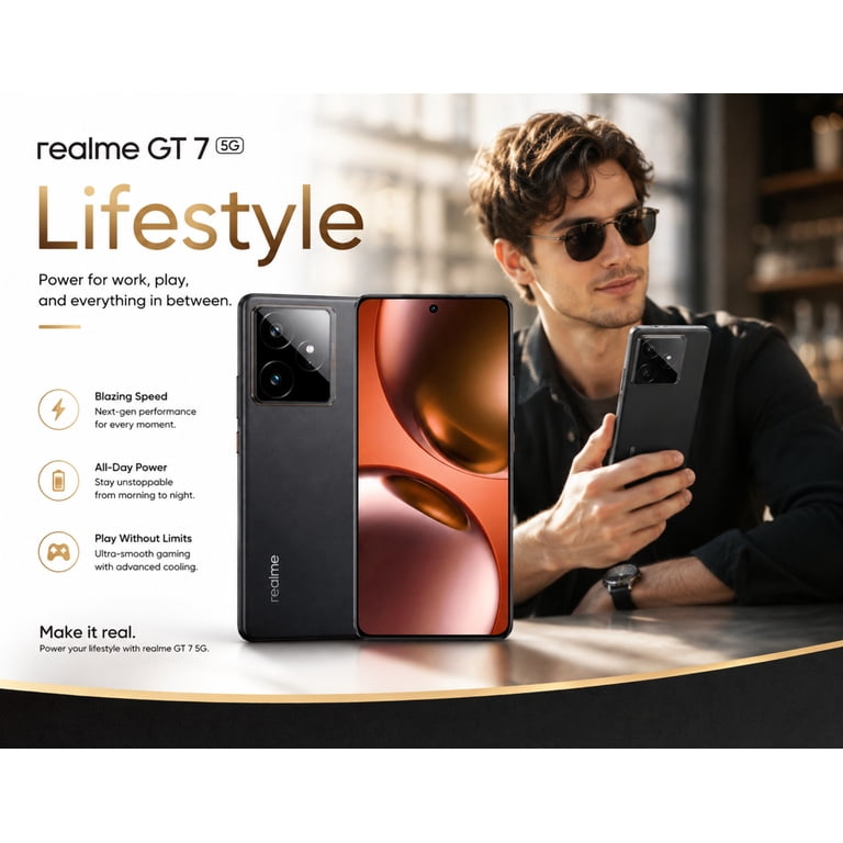 Realme GT 7 5G Dual Sim 256GB ROM 12GB RAM GSM Unlocked - Black