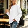 thumbnail image 6 of Iroehba Fleece Womens Tops Solid Reversible Long Sleeve Mock Neck Sweatshirt, with Regular Cut and Drop Shoulder, Dressy Casual and Stylish, 6 of 9