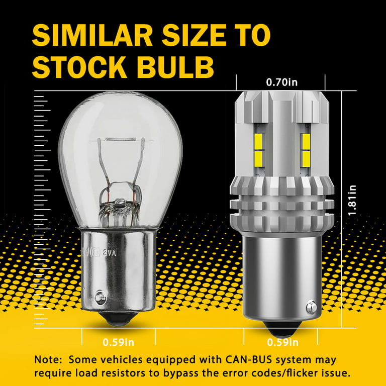 AUXITO 1156 LED Bulbs Reverse Light, 6000K White 400% Brightness 3000 Lumens Super Bright, BA15S 7506 1003 1141 P21W LED Bulb used for Backup Tail