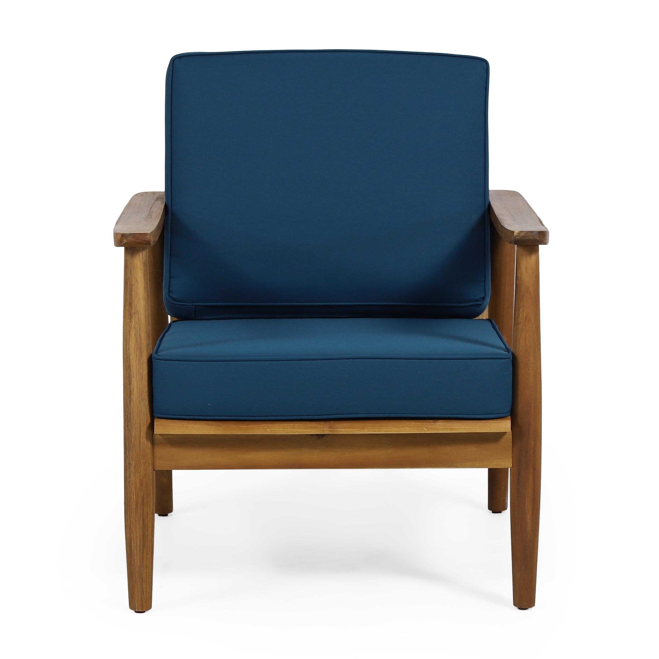 Greta Acacia Wood Outdoor Club Chair, Teak and Dark Teal