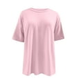 thumbnail image 5 of sovlvnd Womens Casual Tops Womens Solid Oversized T Shirts Crewneck Short Sleeve Summer Athletic Tees Shirt Loose Tops Pink S, 5 of 7