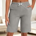 thumbnail image 3 of Summer Pants for Women,Womens Casual Summer Shorts Bermuda Wide Leg Knee Length Elastic Waisted Lightweight Comfy Lounge Short with Pocket, 3 of 7