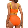 thumbnail image 2 of MOSHU High Waisted Womens Bikini Sets Sporty Two Piece Swimsuits for Women Color Block High Cut Bathing Suits, 2 of 6