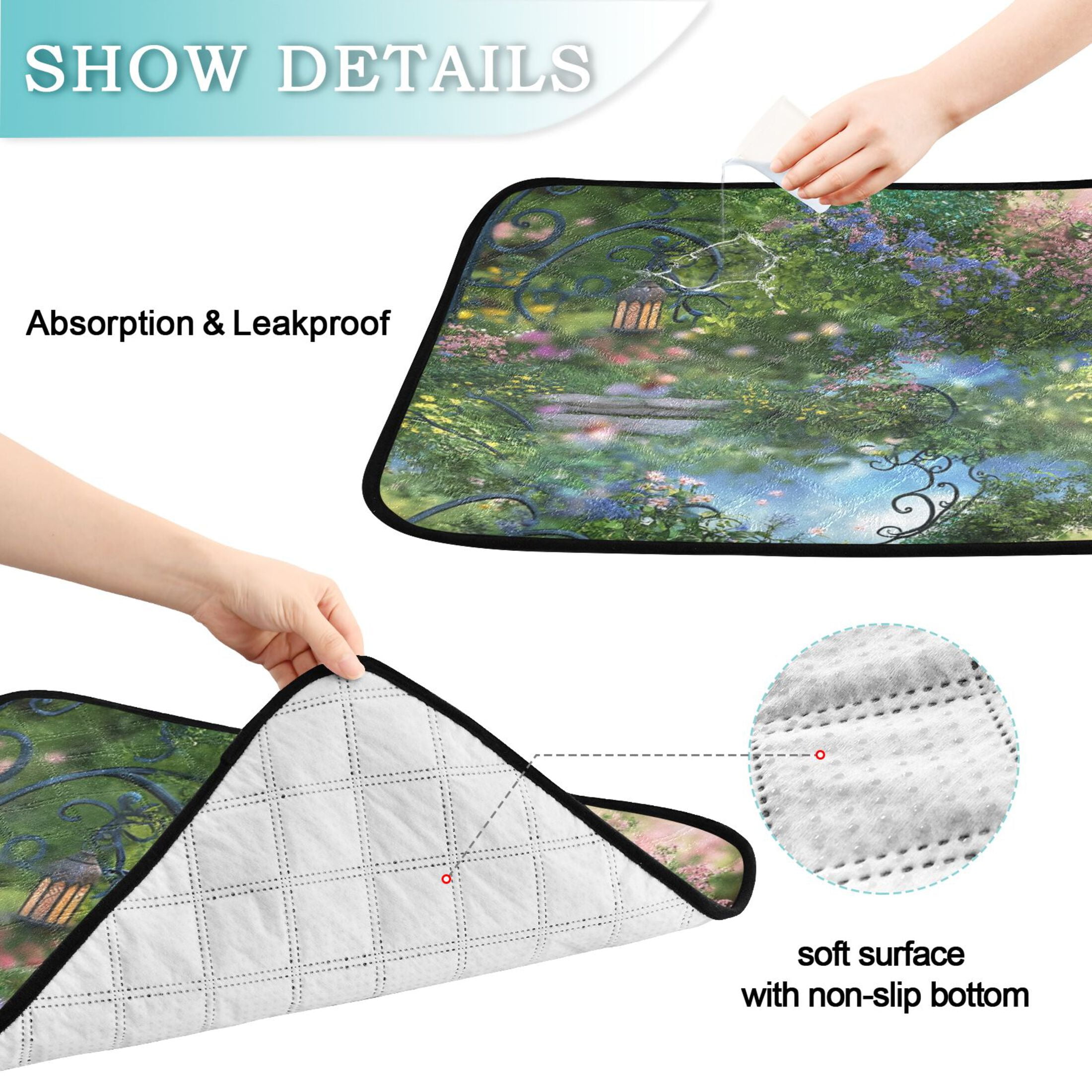 Washable Pet Pee Pads with Super Absorbent Reusable Training Pads for Dogs & Cats Magical Fairy Garden