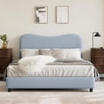thumbnail image 1 of Ourlova Full Size Upholstered Bed Frame with Headboard Low Profile Platform Rounded Corners Wooden Slats Noise Free No Box Spring Needed Blue, 1 of 9