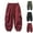 Wine, variant on CYRBOKO Boys Cargo Pants, Comfy Drawstring Cotton Loose Joggers with Pockets Wine Size 10-12 T